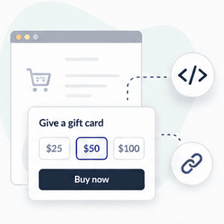 Gift card checkout embed illustration
